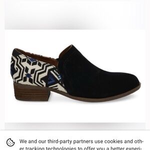 Tom’s Black Suede Ankle Bootie Aztec
